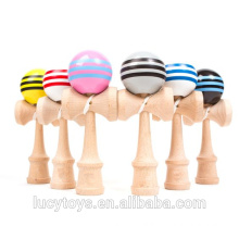 Mejor juguete de madera japonesa pu rayas pintura kendama